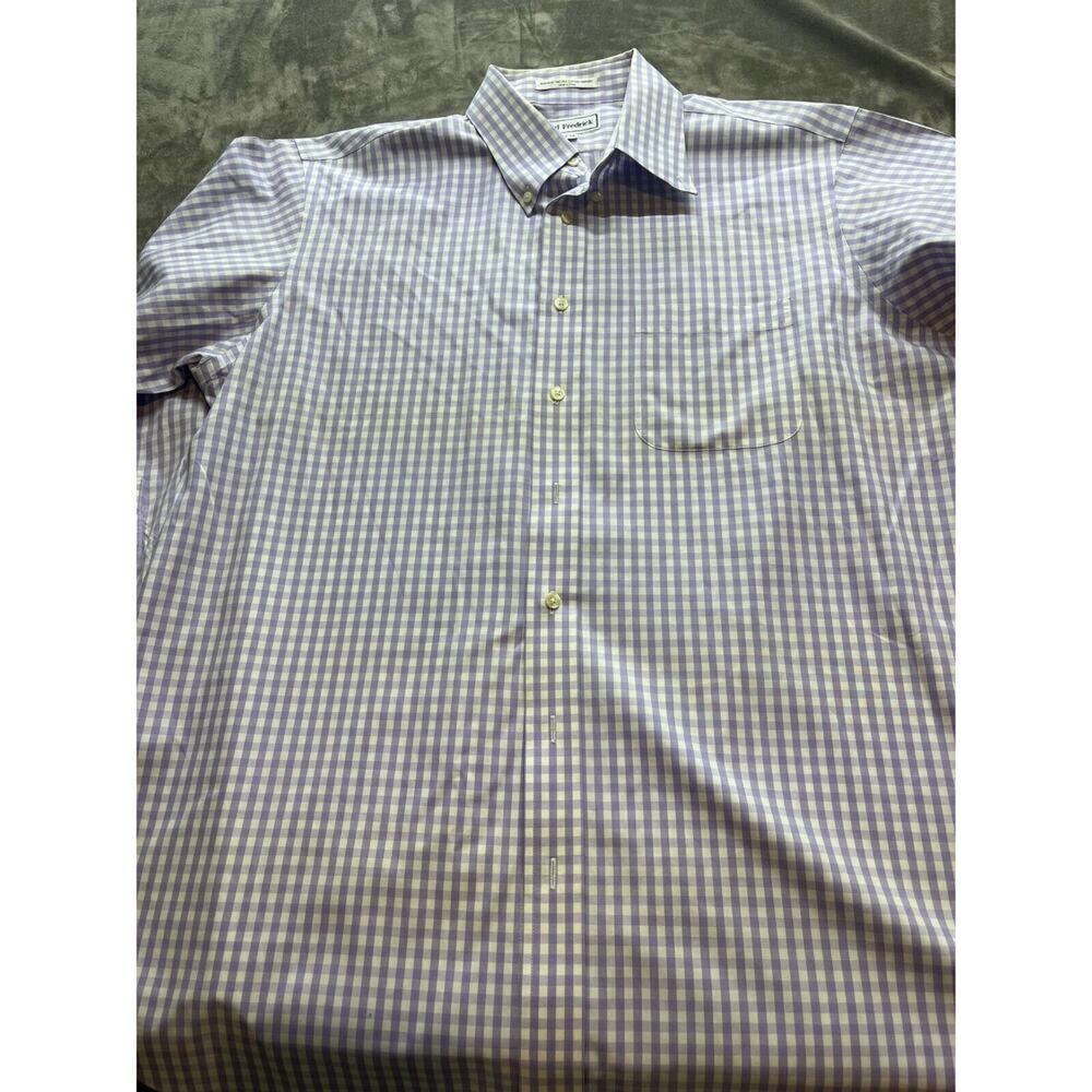 PAUL FREDRICK BUTTON DOWN SHIRT 17-34 TRIM FIT NON-IRON‎ Cotton purple